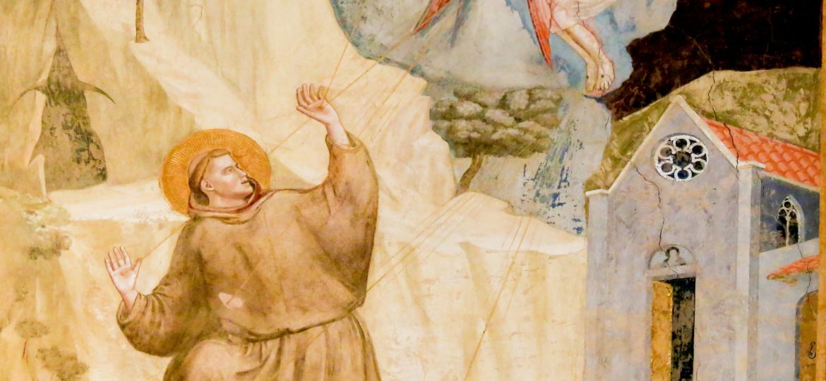 Famous Painting by Giotto of Saint Francis Receiving the Stigmata in the Bardi Chapel, Santa Croce Basilica, Florence, Italy